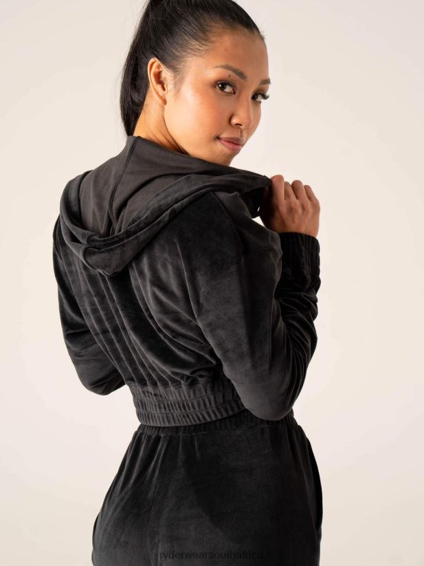 Women Ryderwear Velour Track Jacket 2RT8VD806 Black Clothing