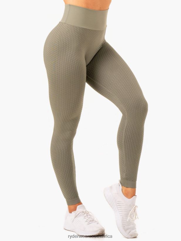 Women Ryderwear Honeycomb Scrunch Seamless Leggings 2RT8VD109 Khaki Clothing