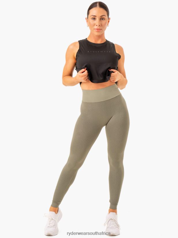 Women Ryderwear Honeycomb Scrunch Seamless Leggings 2RT8VD109 Khaki Clothing