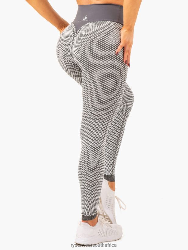 Women Ryderwear Honeycomb Scrunch Seamless Leggings 2RT8VD111 Grey Marl Clothing