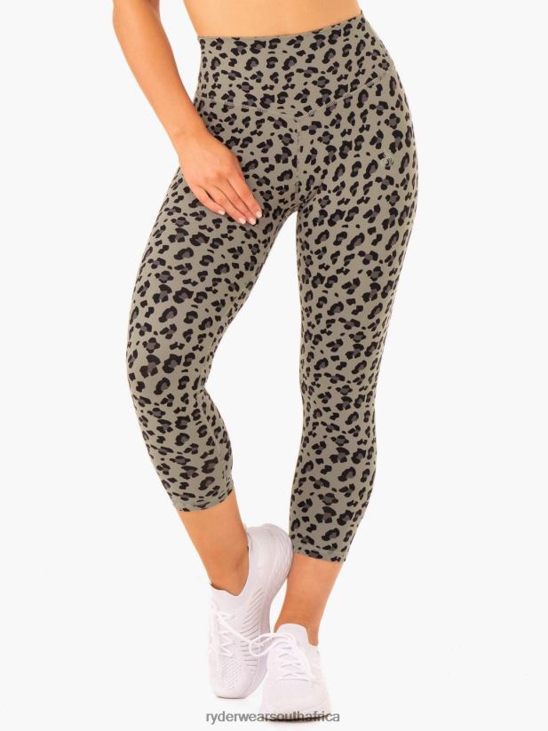 Women Ryderwear Hybrid 7/8 Leggings 2RT8VD139 Khaki Leopard Clothing