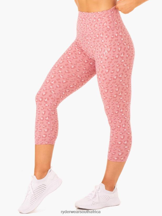 Women Ryderwear Hybrid 7/8 Leggings 2RT8VD140 Pink Leopard Clothing