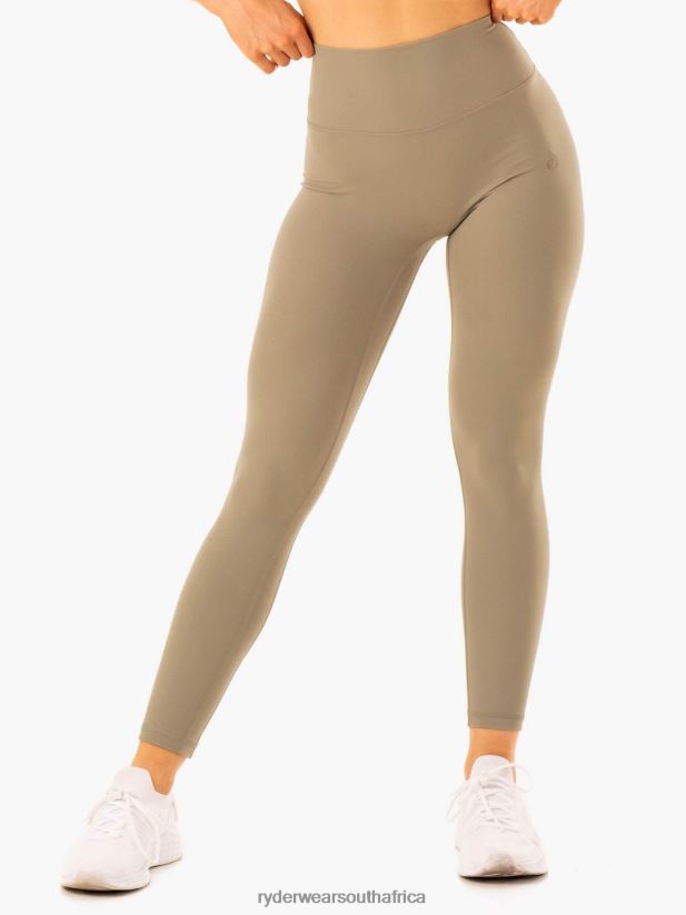 Women Ryderwear Nkd Refine High Waisted Leggings 2RT8VD98 Khaki Clothing