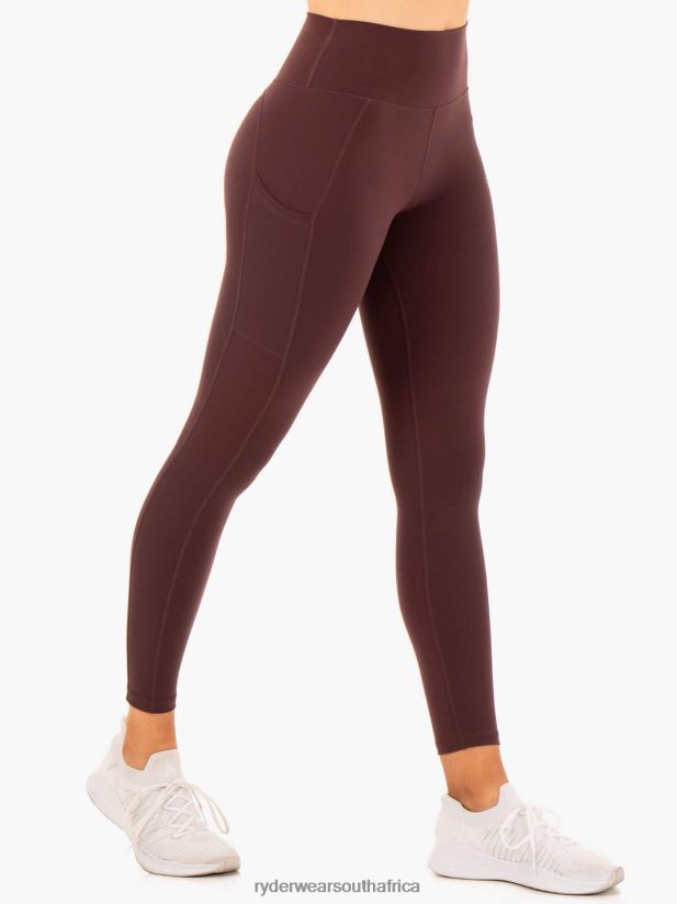 Women Ryderwear Reset High Waisted Pocket Leggings 2RT8VD108 Chocolate Clothing