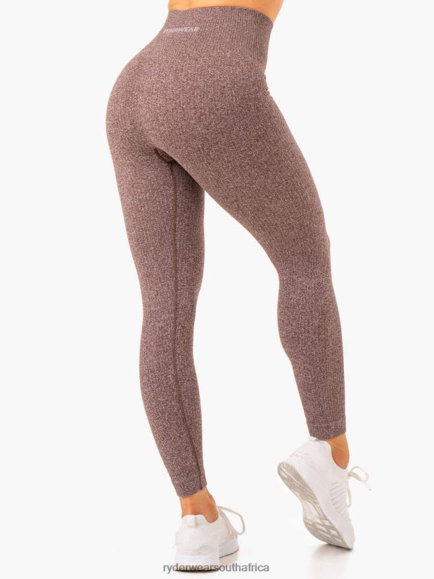 Women Ryderwear Rib Seamless Leggings 2RT8VD106 Chocolate Marl Clothing