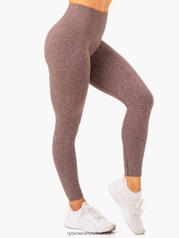 Women Ryderwear Rib Seamless Leggings 2RT8VD106 Chocolate Marl Clothing