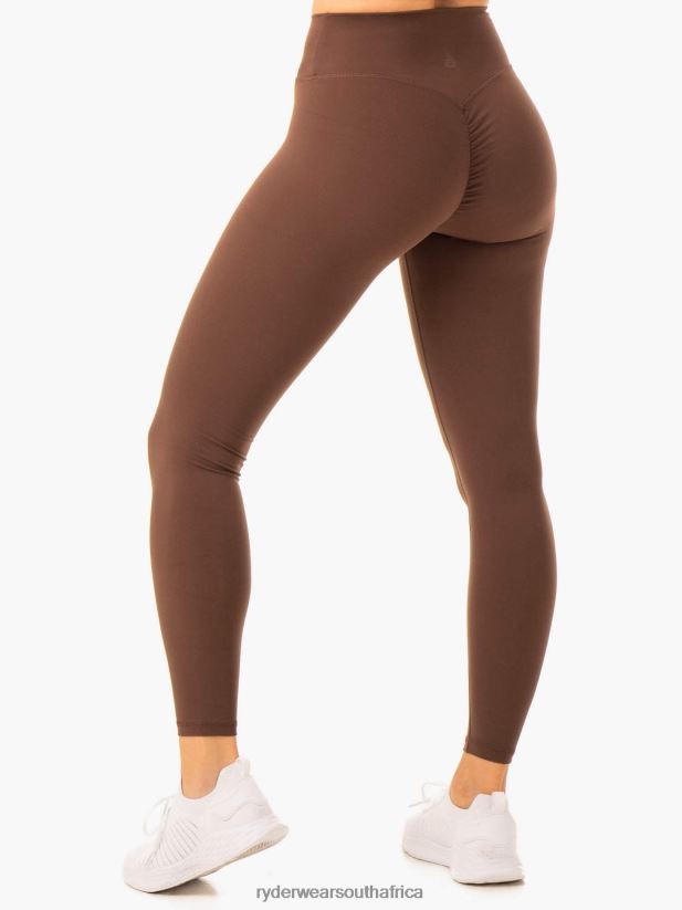 Women Ryderwear Serene Cross Over Scrunch Leggings 2RT8VD88 Chocolate Clothing