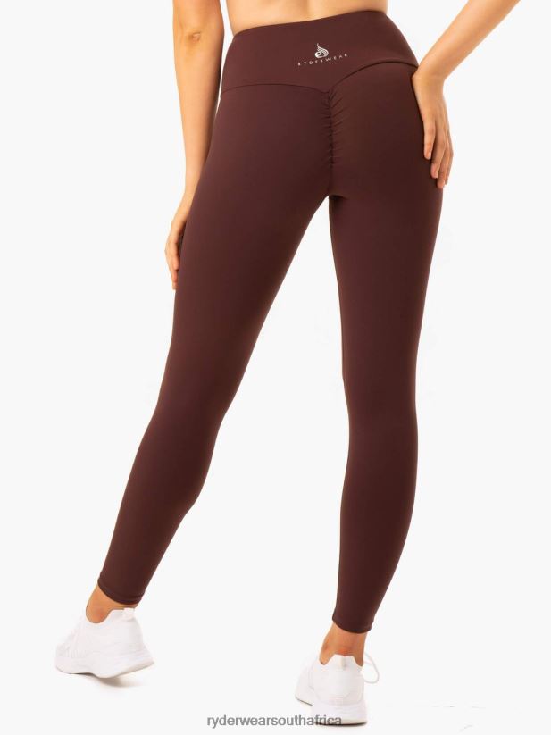 Women Ryderwear Staples Scrunch Bum Leggings 2RT8VD156 Chocolate Clothing