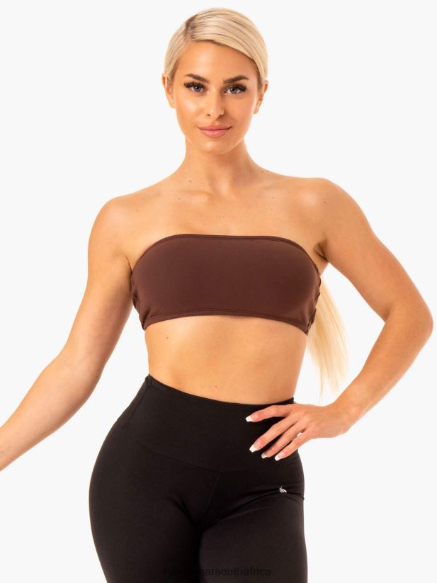 Women Ryderwear Bandeau Sports Bra 2RT8VD399 Chocolate Clothing