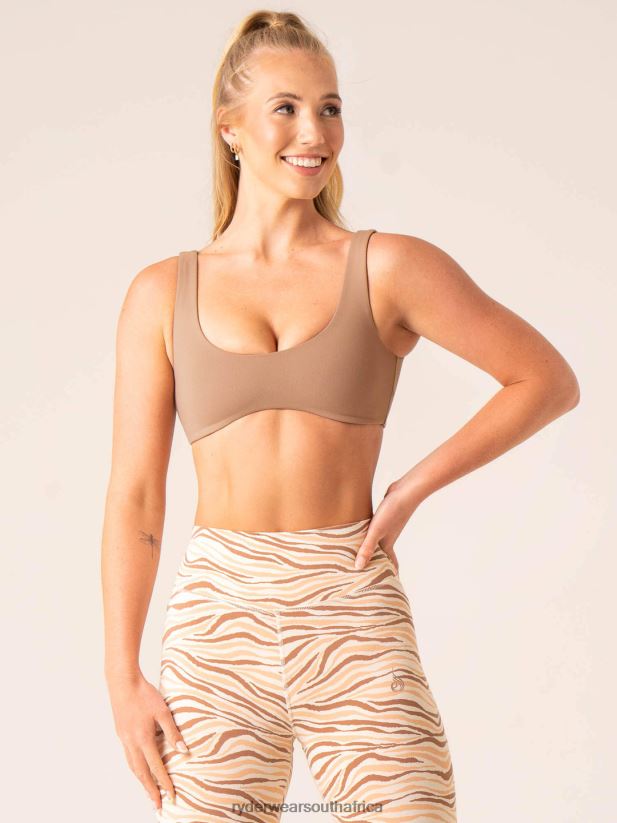 Women Ryderwear Unstoppable Lounge Bra 2RT8VD249 Mocha Clothing