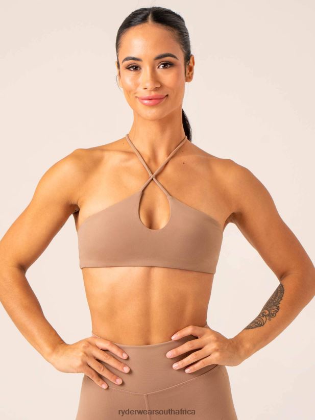 Women Ryderwear Unstoppable Sports Bra 2RT8VD253 Mocha Clothing