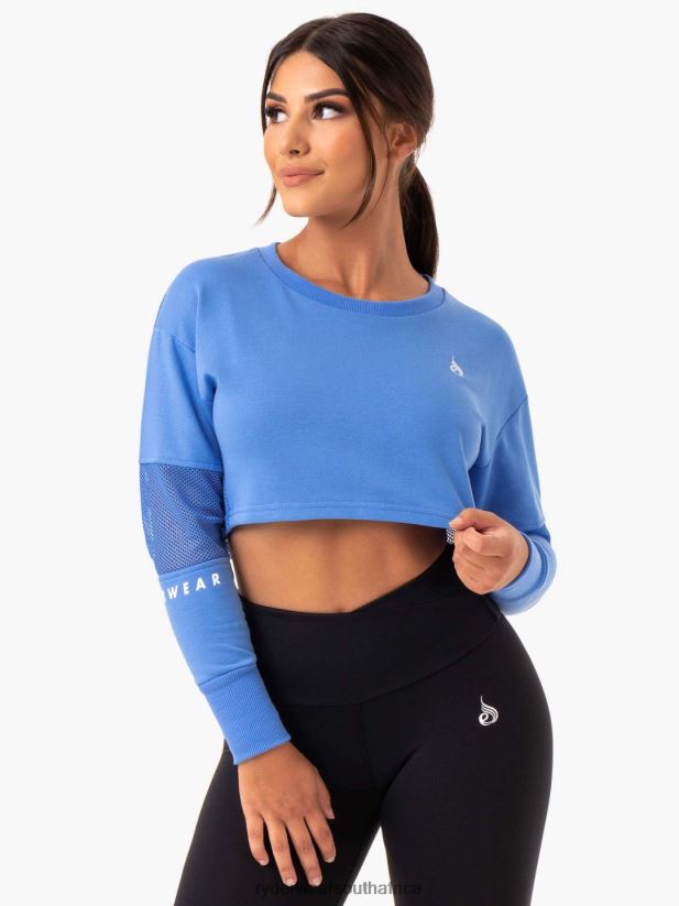 Women Ryderwear Amazon Mesh Cropped Sweater 2RT8VD1017 Blue Clothing