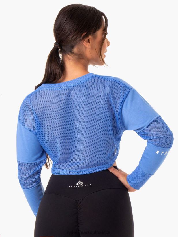 Women Ryderwear Amazon Mesh Cropped Sweater 2RT8VD1017 Blue Clothing