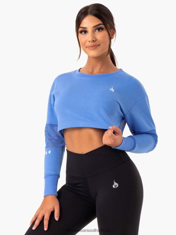 Women Ryderwear Amazon Mesh Cropped Sweater 2RT8VD1017 Blue Clothing