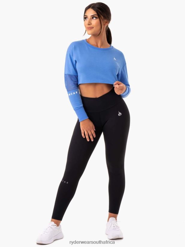 Women Ryderwear Amazon Mesh Cropped Sweater 2RT8VD1017 Blue Clothing