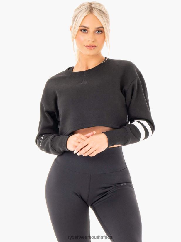 Women Ryderwear Motion Cropped Sweater 2RT8VD1041 Black Clothing