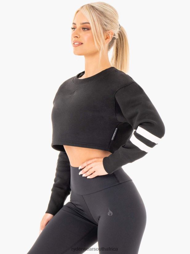 Women Ryderwear Motion Cropped Sweater 2RT8VD1041 Black Clothing