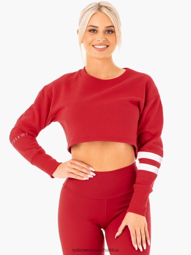 Women Ryderwear Motion Cropped Sweater 2RT8VD1042 Red Clothing