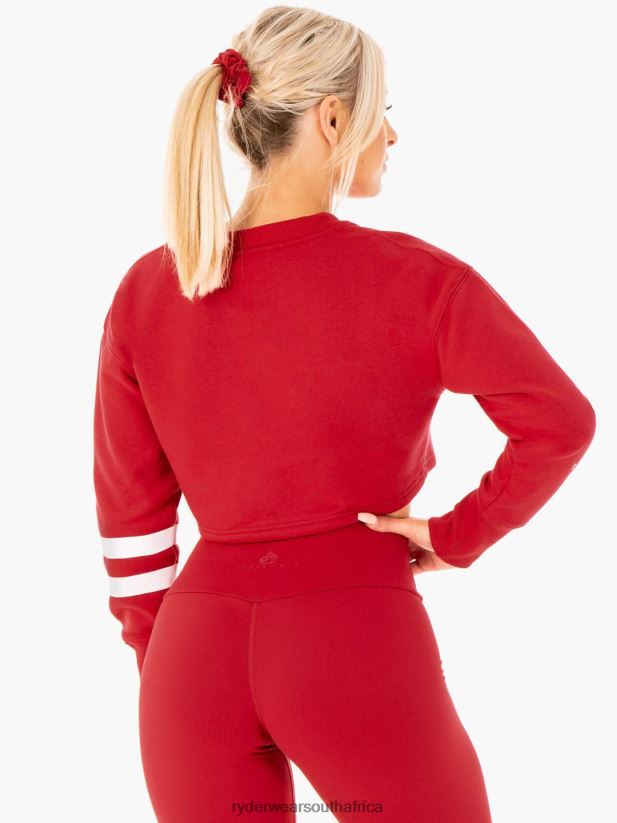 Women Ryderwear Motion Cropped Sweater 2RT8VD1042 Red Clothing