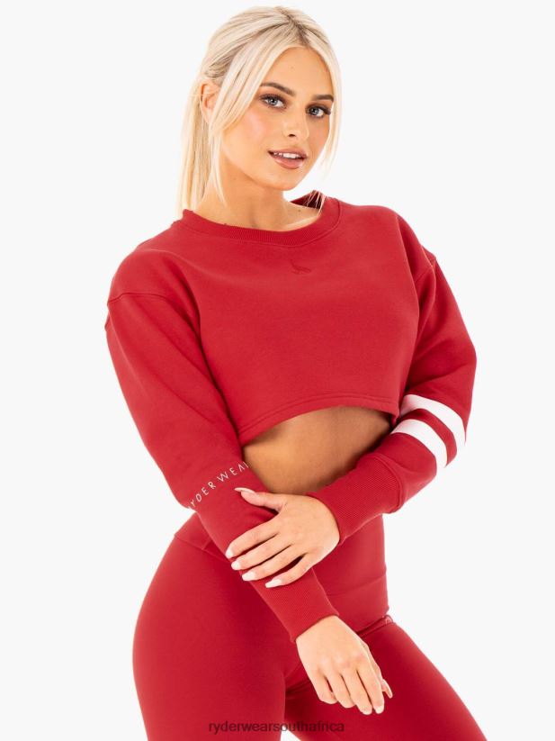 Women Ryderwear Motion Cropped Sweater 2RT8VD1042 Red Clothing