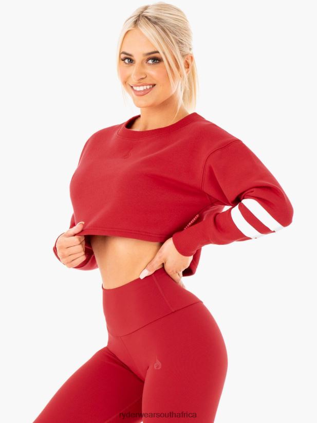 Women Ryderwear Motion Cropped Sweater 2RT8VD1042 Red Clothing