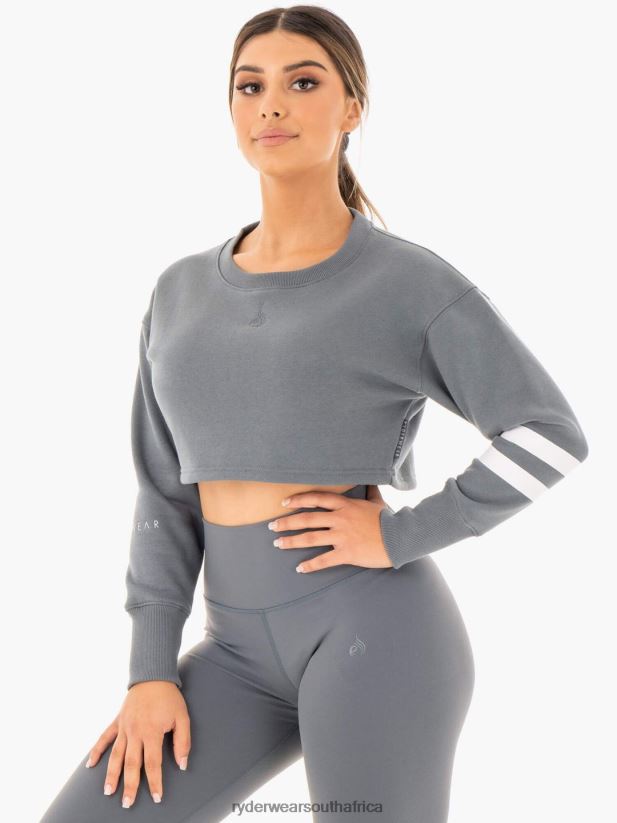 Women Ryderwear Motion Cropped Sweater 2RT8VD1043 Charcoal Clothing