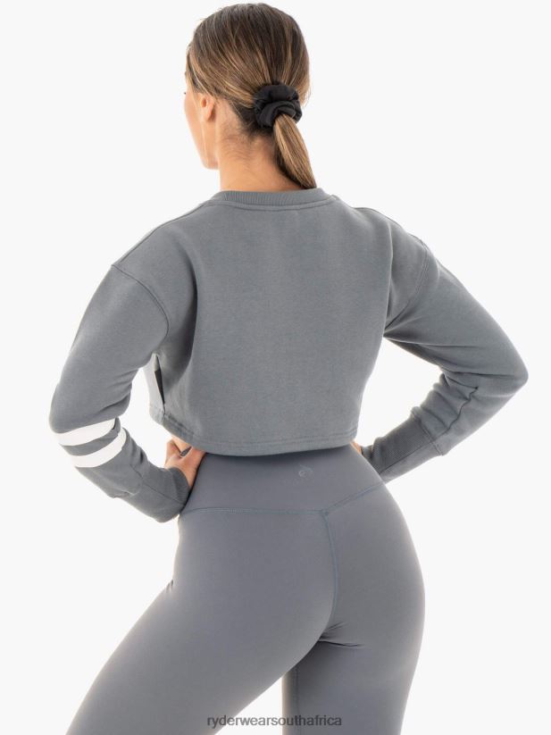 Women Ryderwear Motion Cropped Sweater 2RT8VD1043 Charcoal Clothing