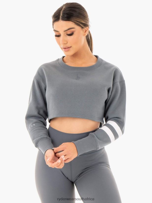 Women Ryderwear Motion Cropped Sweater 2RT8VD1043 Charcoal Clothing