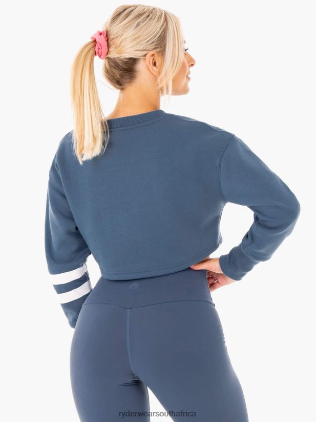 Women Ryderwear Motion Cropped Sweater 2RT8VD1045 Steel Blue Clothing