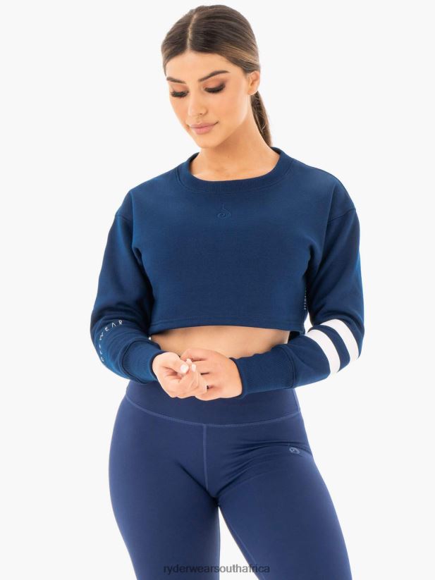 Women Ryderwear Motion Cropped Sweater 2RT8VD1046 Navy Clothing