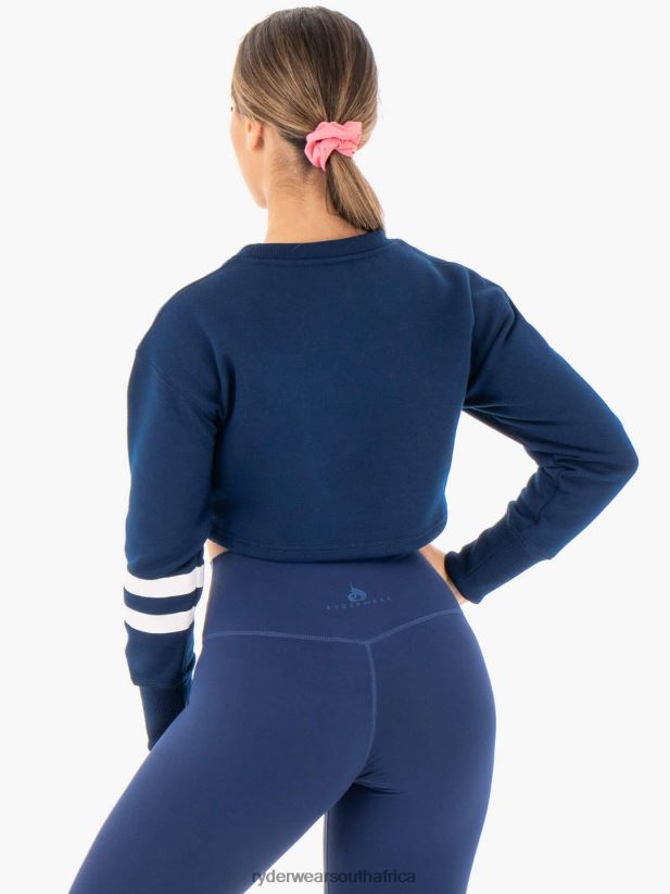 Women Ryderwear Motion Cropped Sweater 2RT8VD1046 Navy Clothing