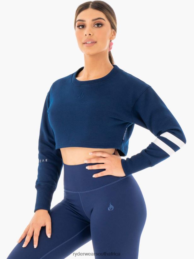 Women Ryderwear Motion Cropped Sweater 2RT8VD1046 Navy Clothing