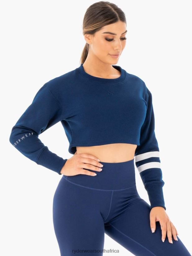 Women Ryderwear Motion Cropped Sweater 2RT8VD1046 Navy Clothing