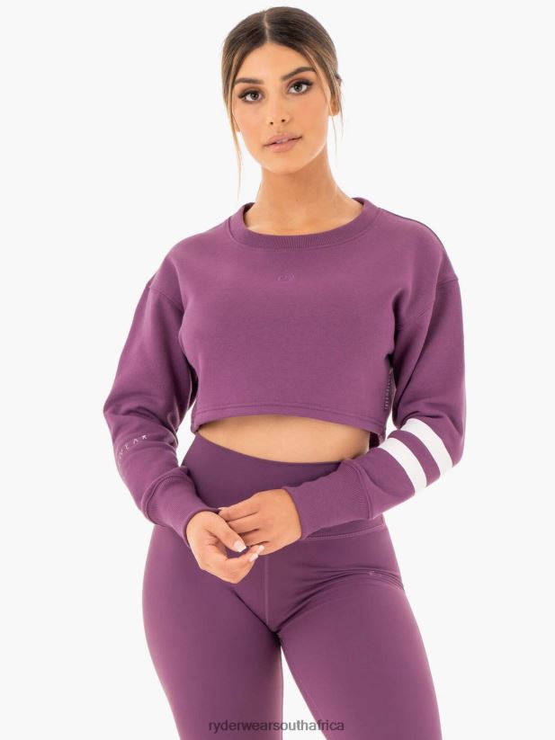 Women Ryderwear Motion Cropped Sweater 2RT8VD1047 Purple Clothing