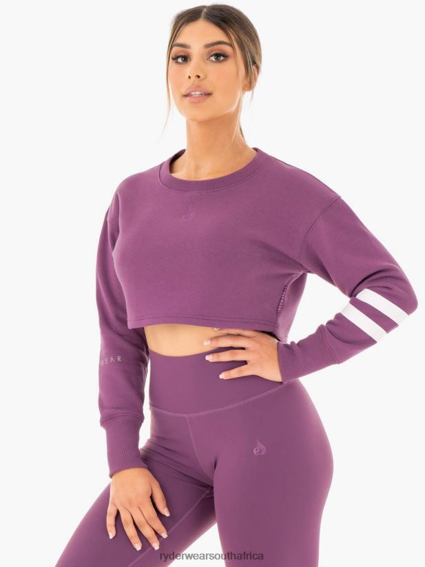 Women Ryderwear Motion Cropped Sweater 2RT8VD1047 Purple Clothing