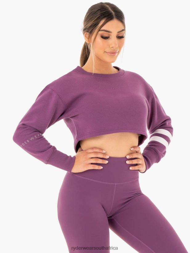 Women Ryderwear Motion Cropped Sweater 2RT8VD1047 Purple Clothing