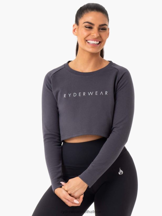 Women Ryderwear Staples Cropped Sweater 2RT8VD1018 Charcoal Clothing