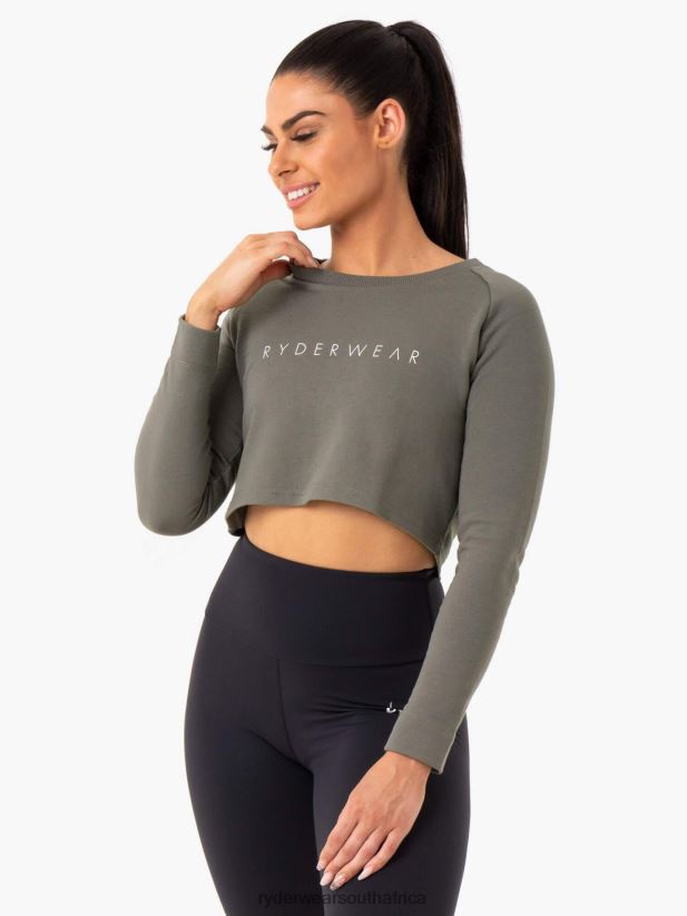 Women Ryderwear Staples Cropped Sweater 2RT8VD1019 Khaki Clothing