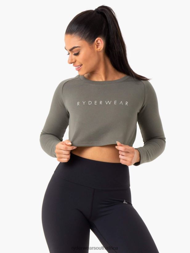 Women Ryderwear Staples Cropped Sweater 2RT8VD1019 Khaki Clothing