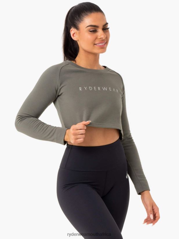 Women Ryderwear Staples Cropped Sweater 2RT8VD1019 Khaki Clothing