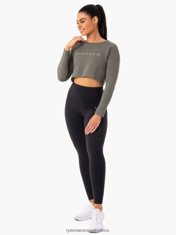 Women Ryderwear Staples Cropped Sweater 2RT8VD1019 Khaki Clothing