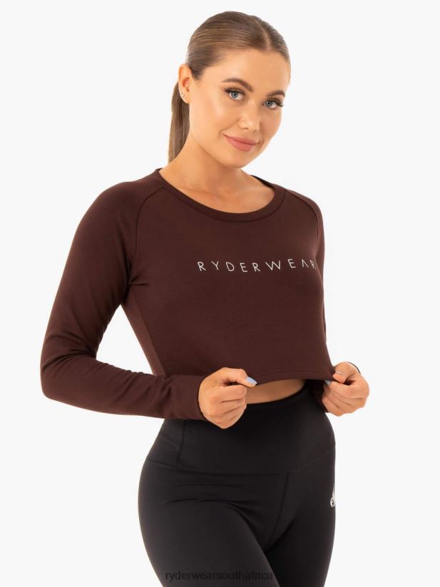 Women Ryderwear Staples Cropped Sweater 2RT8VD1020 Chocolate Clothing