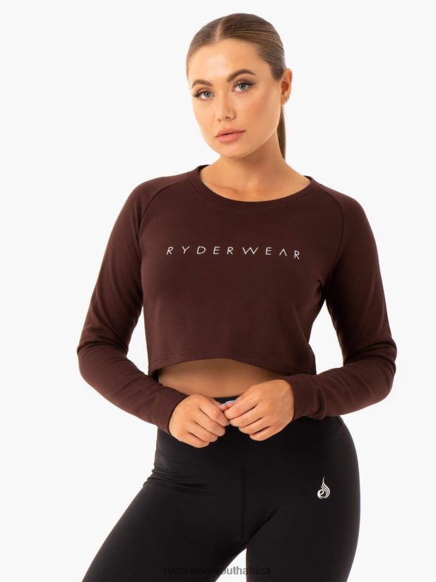 Women Ryderwear Staples Cropped Sweater 2RT8VD1020 Chocolate Clothing