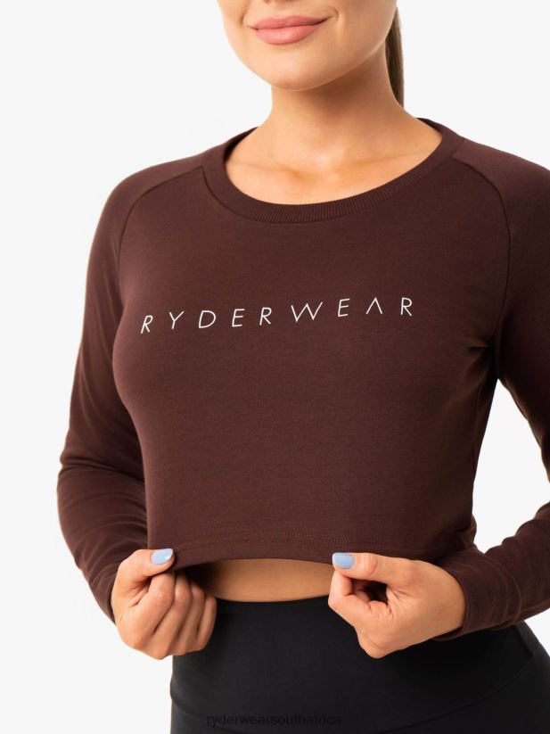 Women Ryderwear Staples Cropped Sweater 2RT8VD1020 Chocolate Clothing