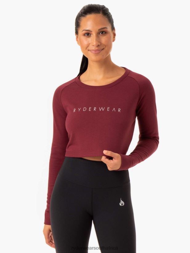 Women Ryderwear Staples Cropped Sweater 2RT8VD1021 Burgundy Clothing