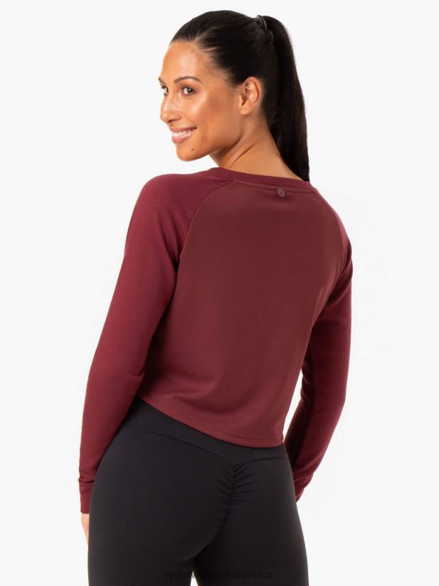 Women Ryderwear Staples Cropped Sweater 2RT8VD1021 Burgundy Clothing