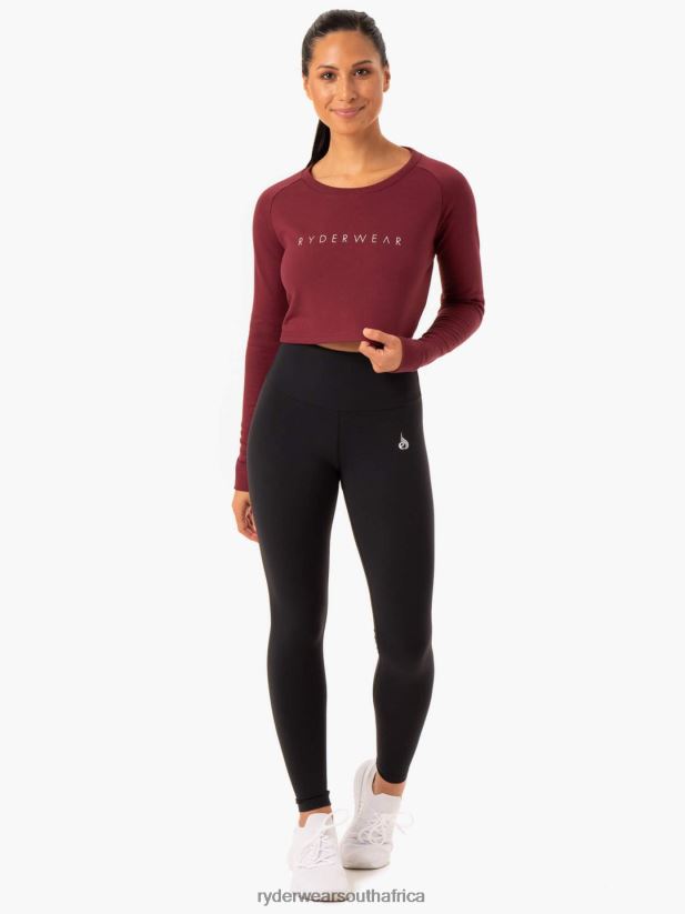 Women Ryderwear Staples Cropped Sweater 2RT8VD1021 Burgundy Clothing