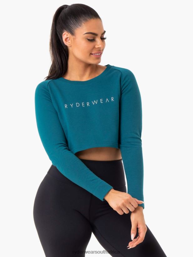 Women Ryderwear Staples Cropped Sweater 2RT8VD1023 Emerald Clothing