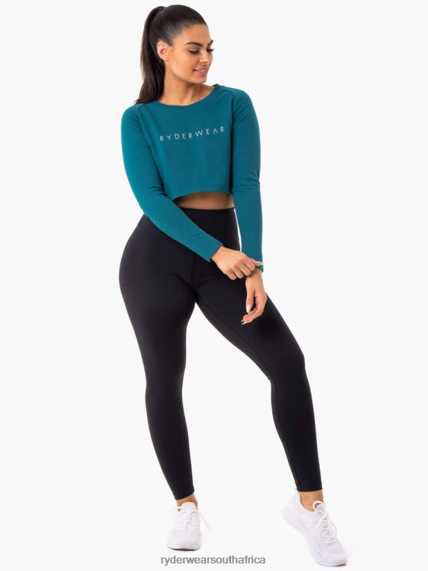 Women Ryderwear Staples Cropped Sweater 2RT8VD1023 Emerald Clothing