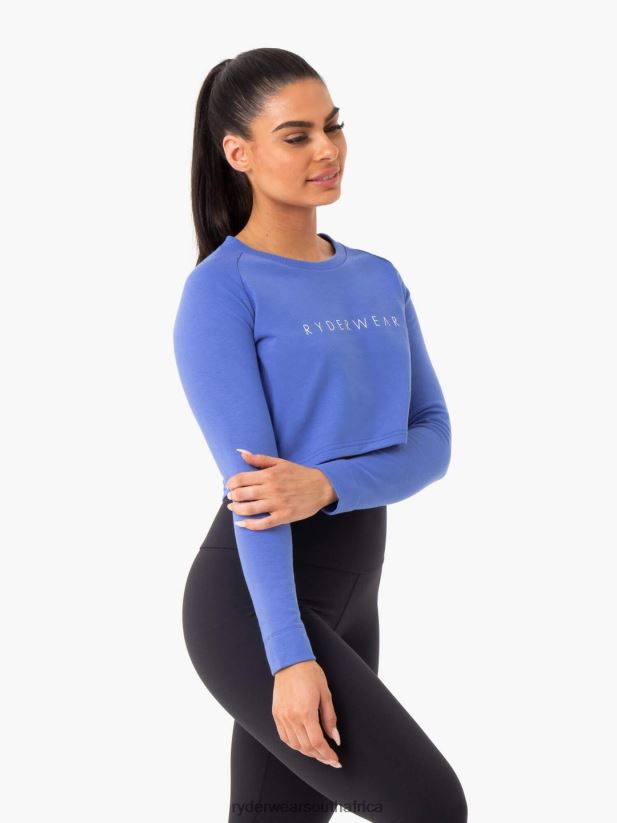 Women Ryderwear Staples Cropped Sweater 2RT8VD1026 Iris Blue Clothing